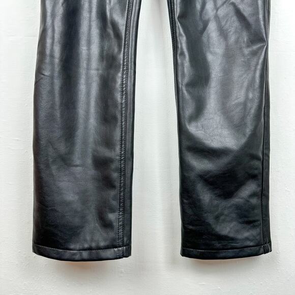 Abercrombie & Fitch Vegan Leather Pants The 90s Straight Ultra High Rise Short - Picture 7 of 7